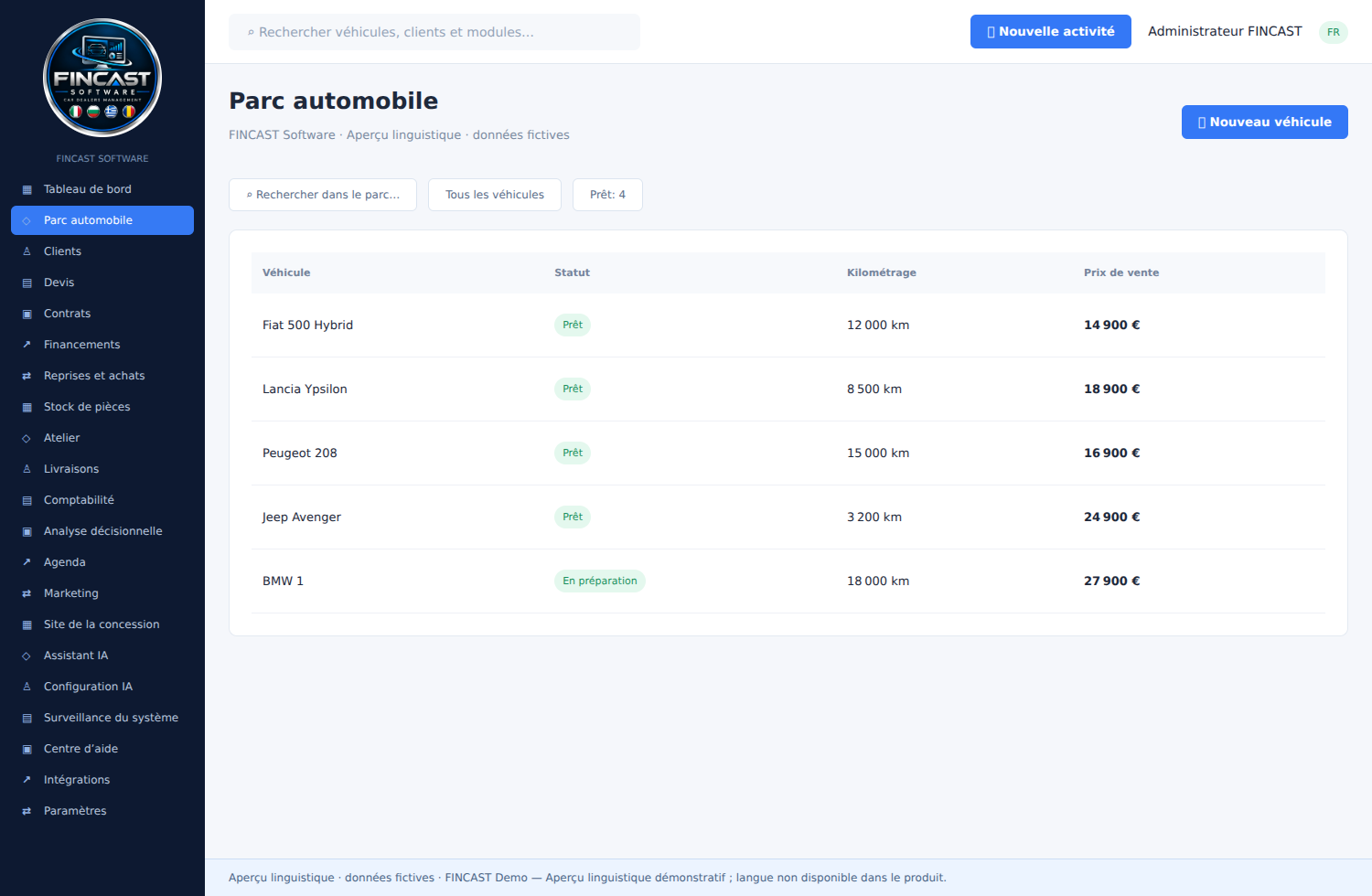 Stock et achats — FINCAST Software